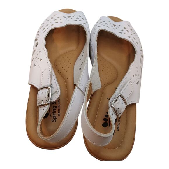 Spring Step Women's Orella White Slingback Cork Wedge Italian Leather Size 41 - Picture 8 of 11